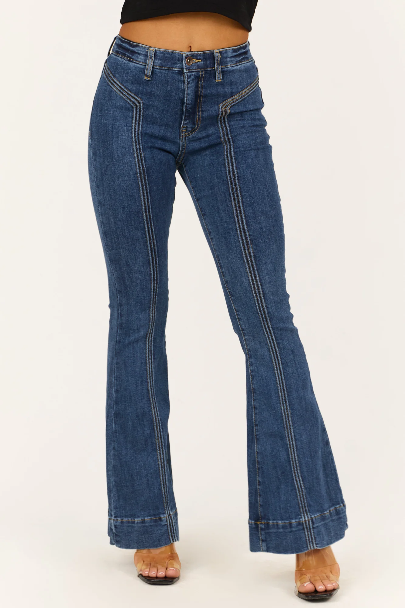 Dark Wash High Rise Flare Jeans
