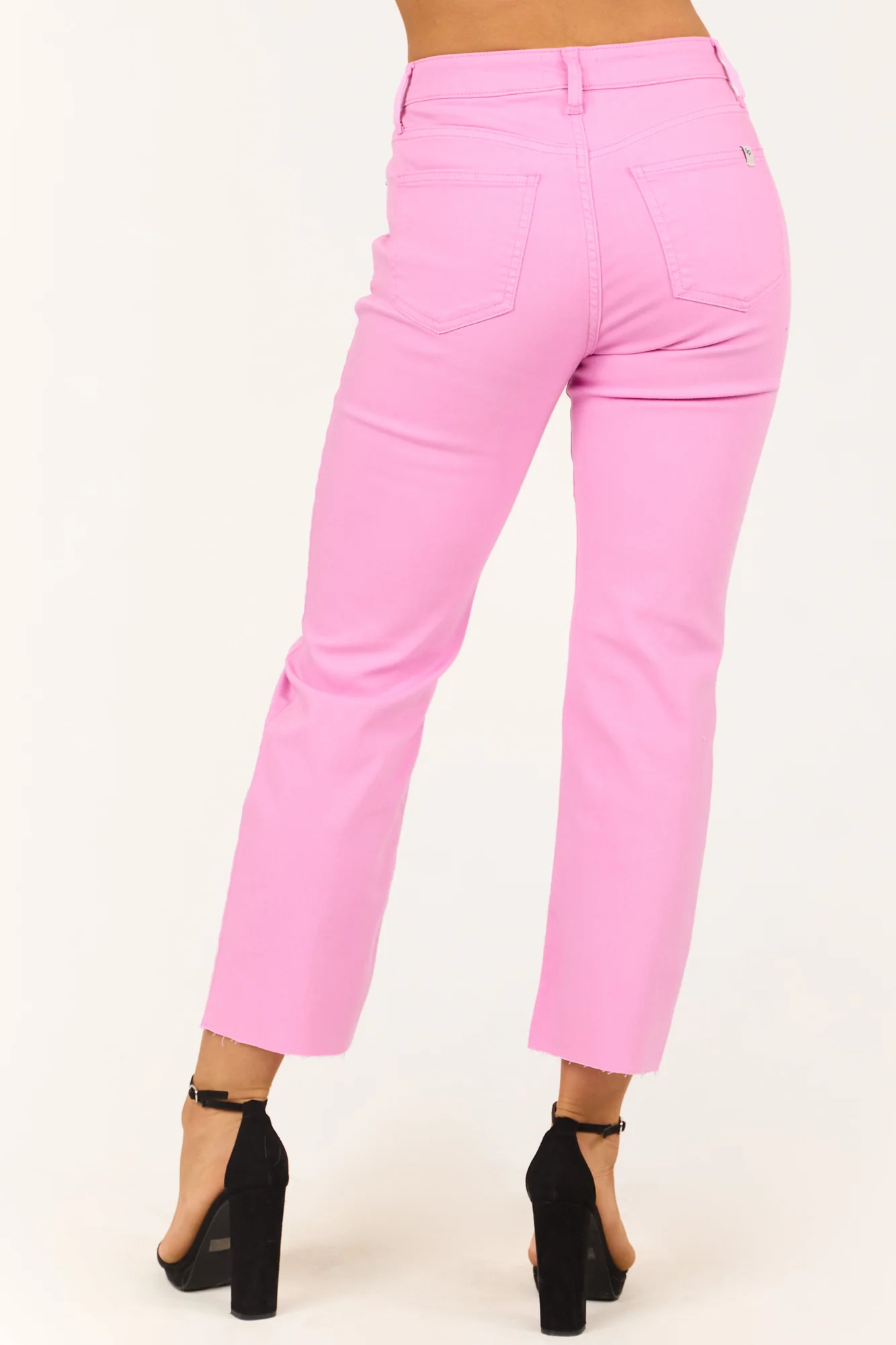 Distressed Straight Leg Cropped Jeans in Orchid Black | Sneak Peek