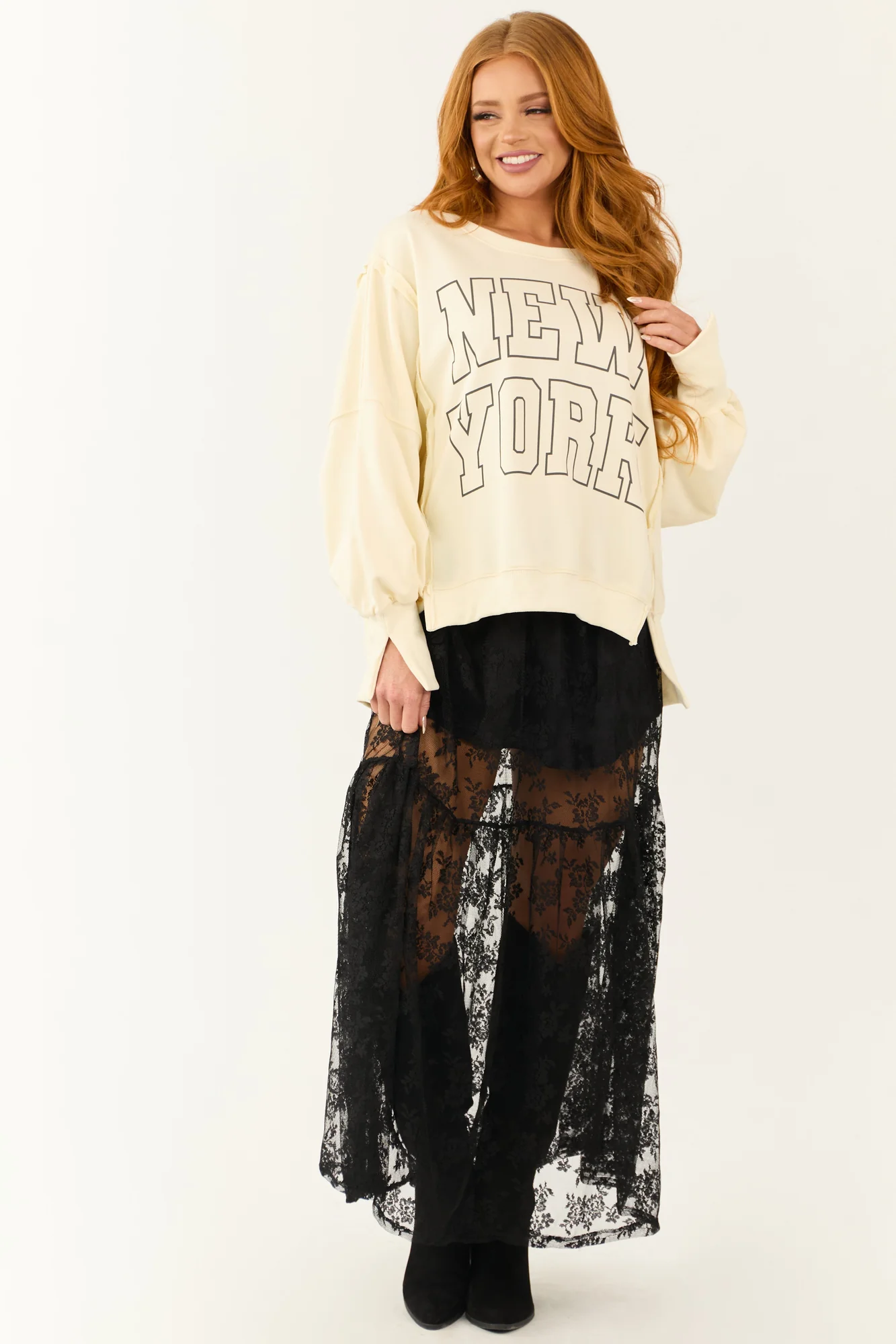 Sheer Lace Maxi Skirt in Black - Elegant High Waist Fashion