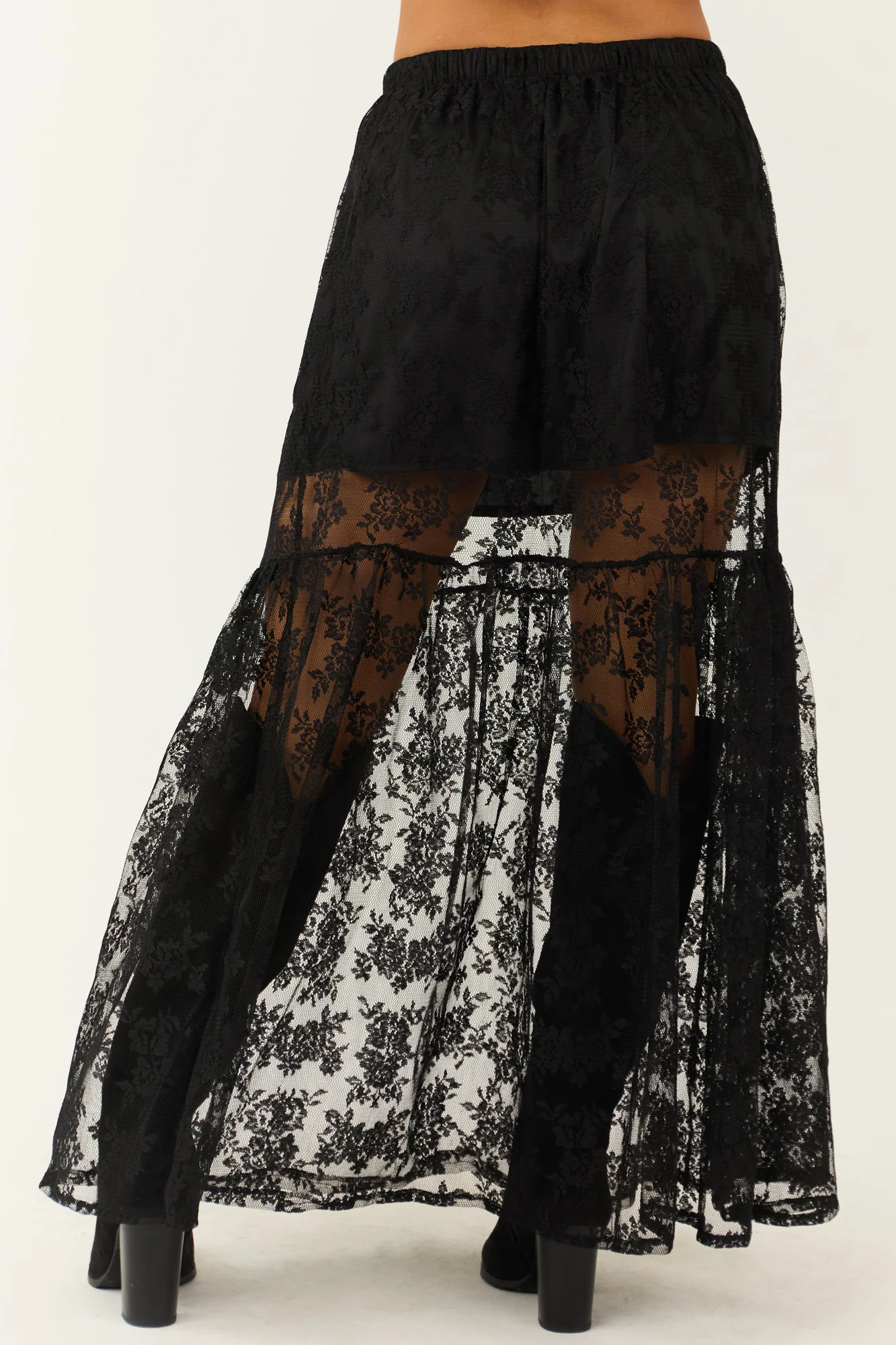 Sheer Lace Maxi Skirt in Black - Elegant High Waist Fashion