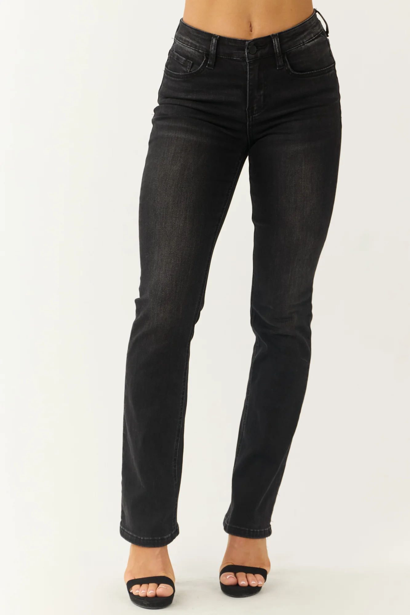 Black High Rise Bootcut Jeans - Stretchy Denim