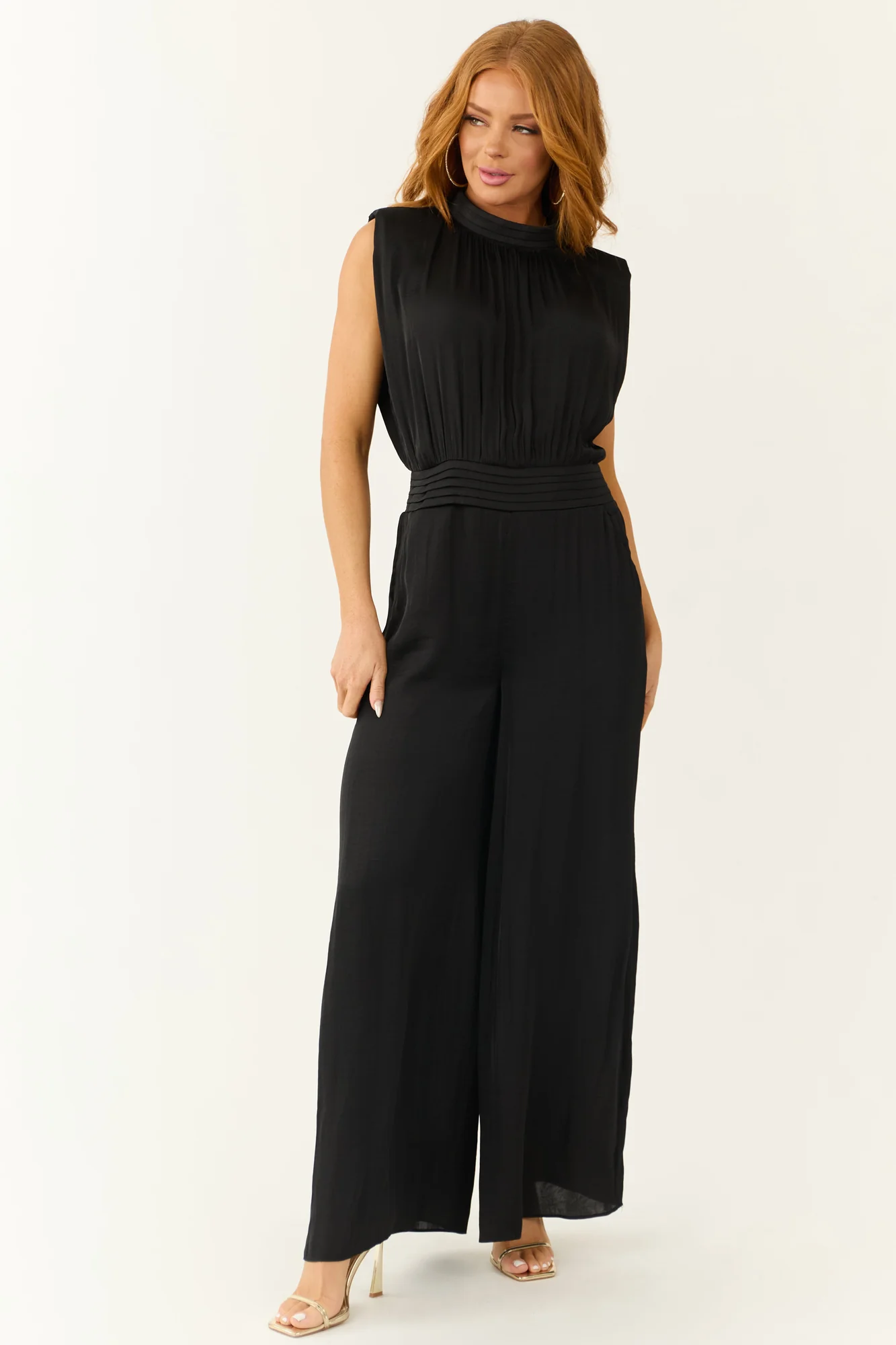 Black Silky Wide Leg Jumpsuit for Women