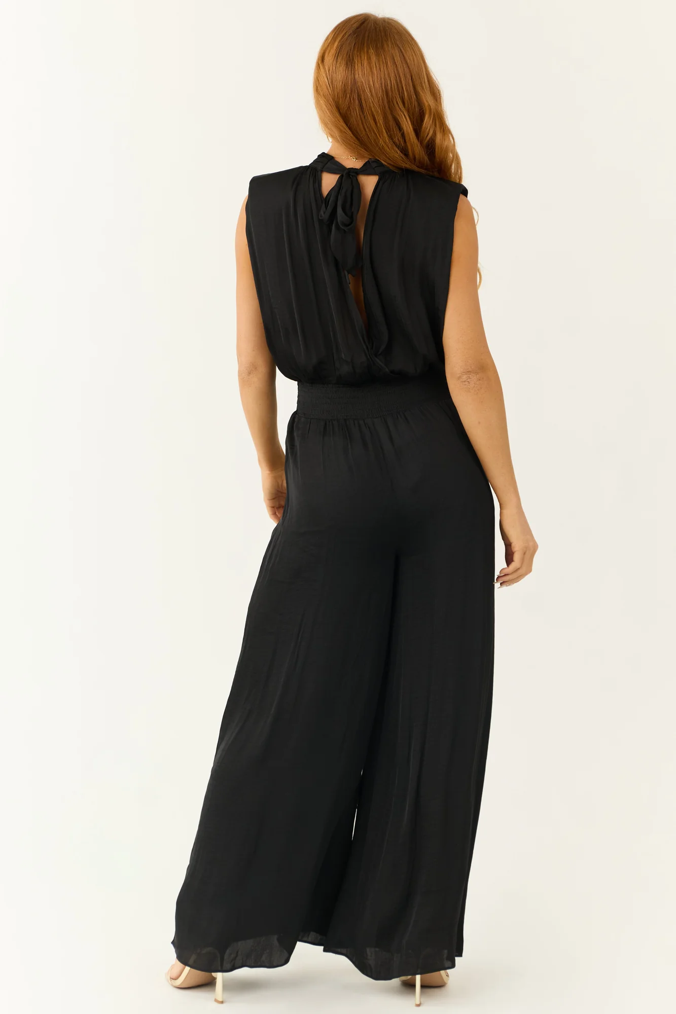 Black Silky Wide Leg Jumpsuit for Women