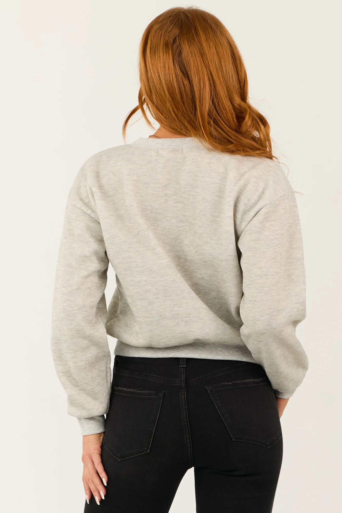 Grey Reversible Sequin Bow Graphic Sweatshirt