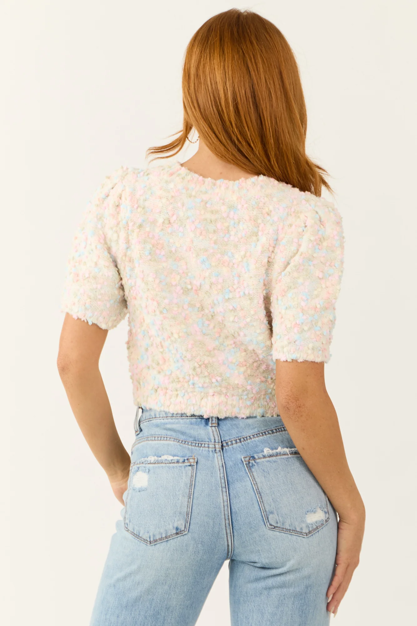 Cream Popcorn Knit Cropped Sweater - Soft and Cozy Knitwear