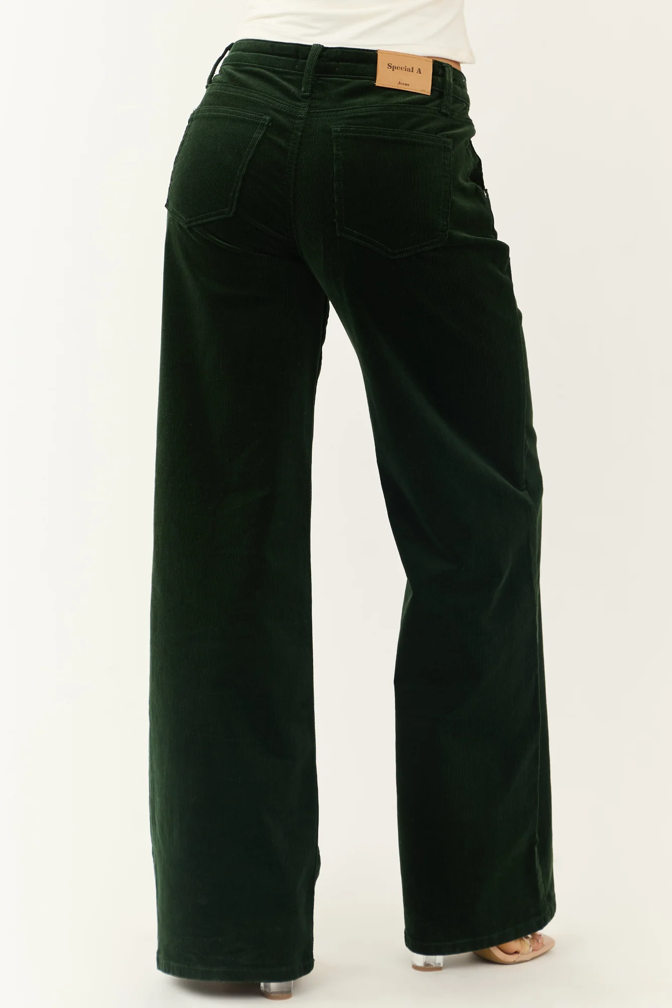 Forest Green High Rise Corduroy Wide-Leg Pants