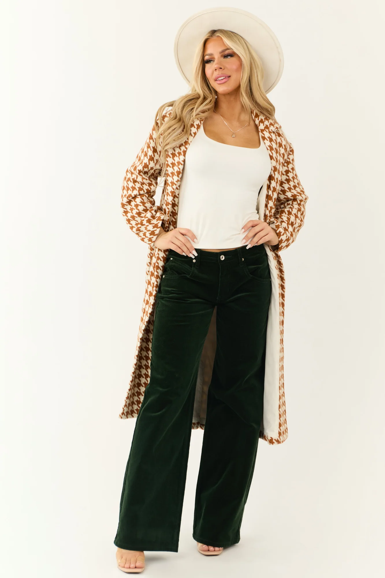 Forest Green High Rise Corduroy Wide-Leg Pants