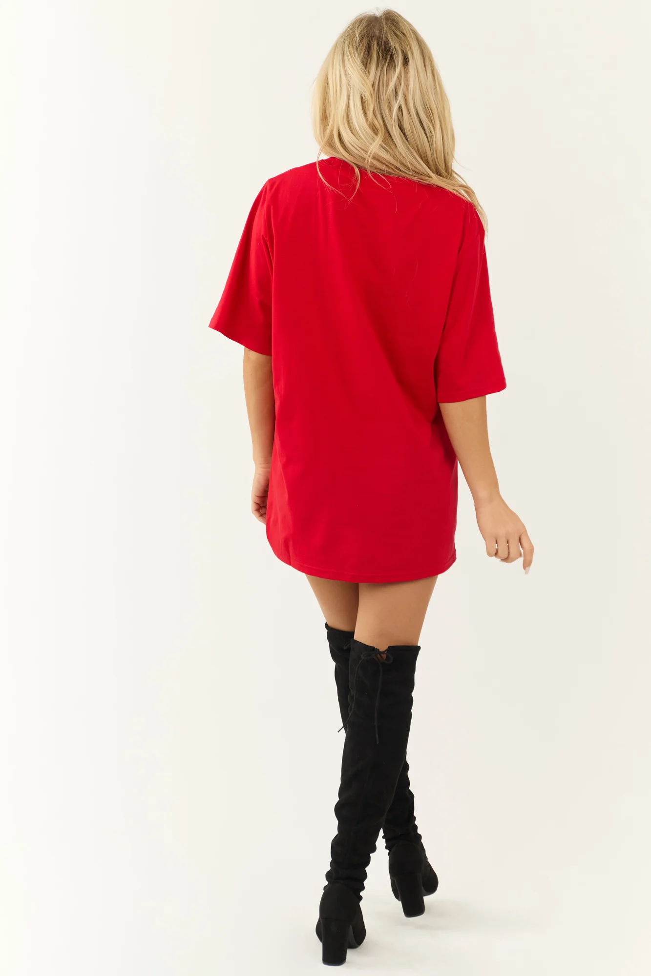 Red Sequin Nutcracker Crew Neck Shirt Dress