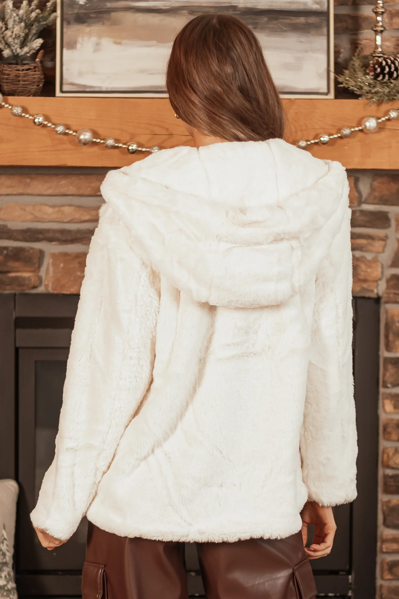 Hooded Faux Fur Ivory Jacket