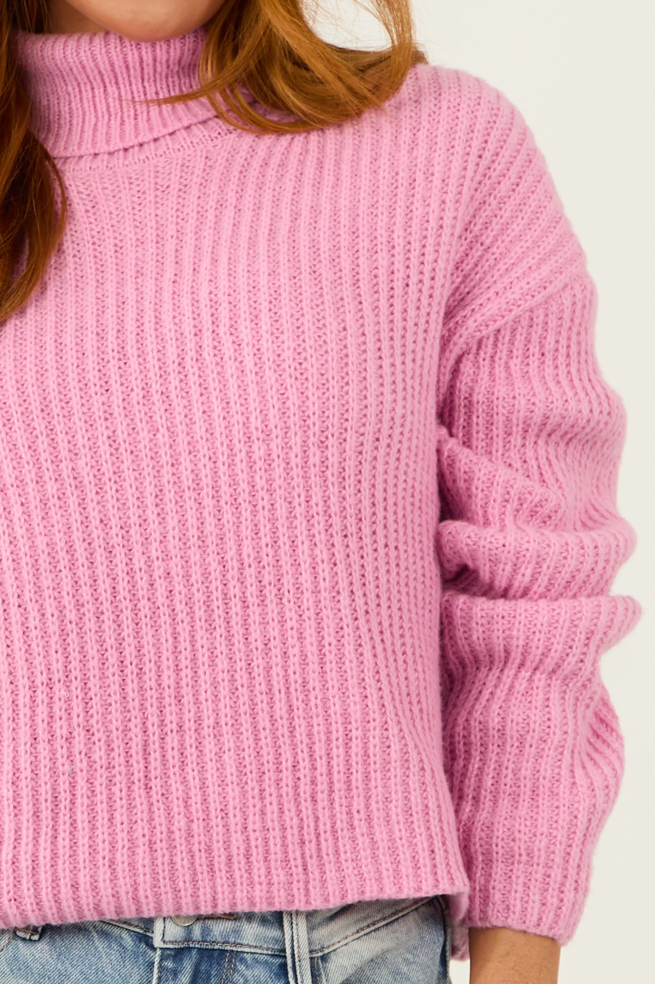 Chunky Baby Pink Turtleneck Sweater