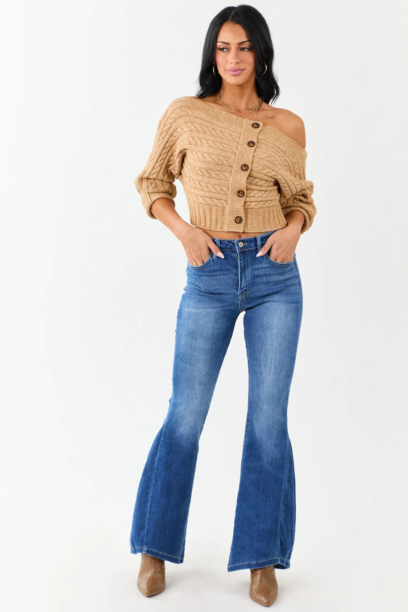 Medium Wash Tall Flare Leg Jeans for Women