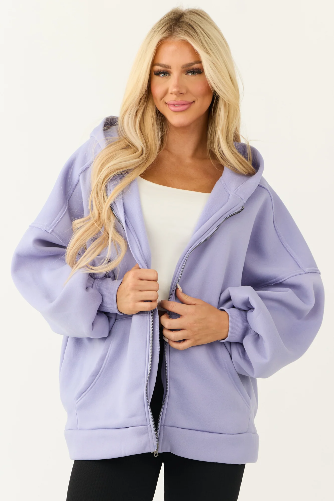 Purple Zip Up Fleece Hooded Jacket