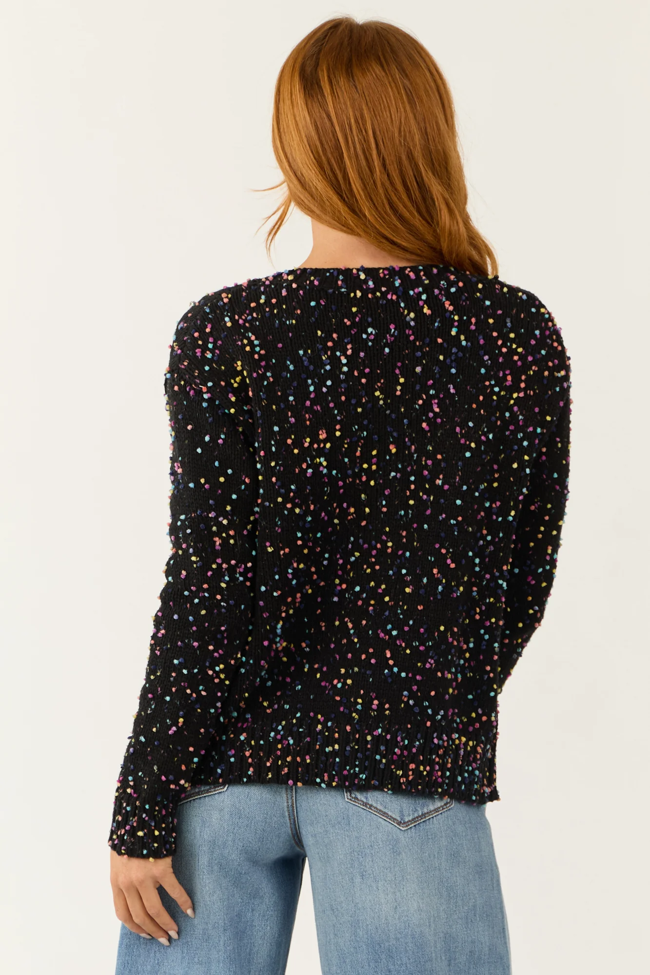 Black Knit Rhinestone Detail Cardigan