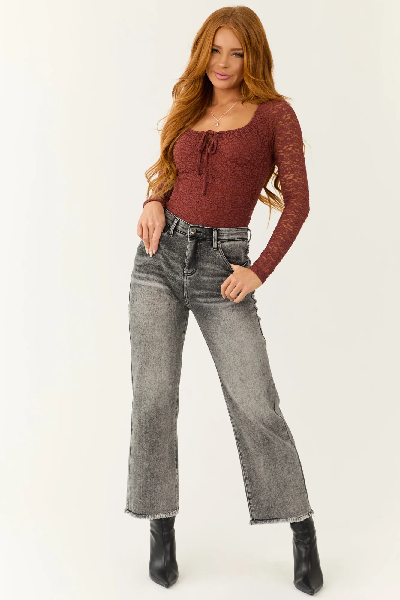 High Rise Black Wash Wide Leg Jeans