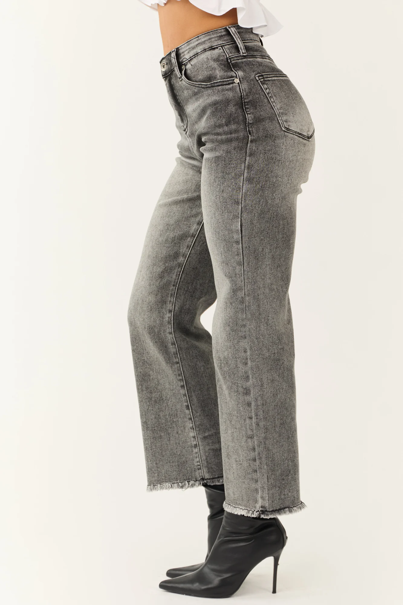 High Rise Black Wash Wide Leg Jeans