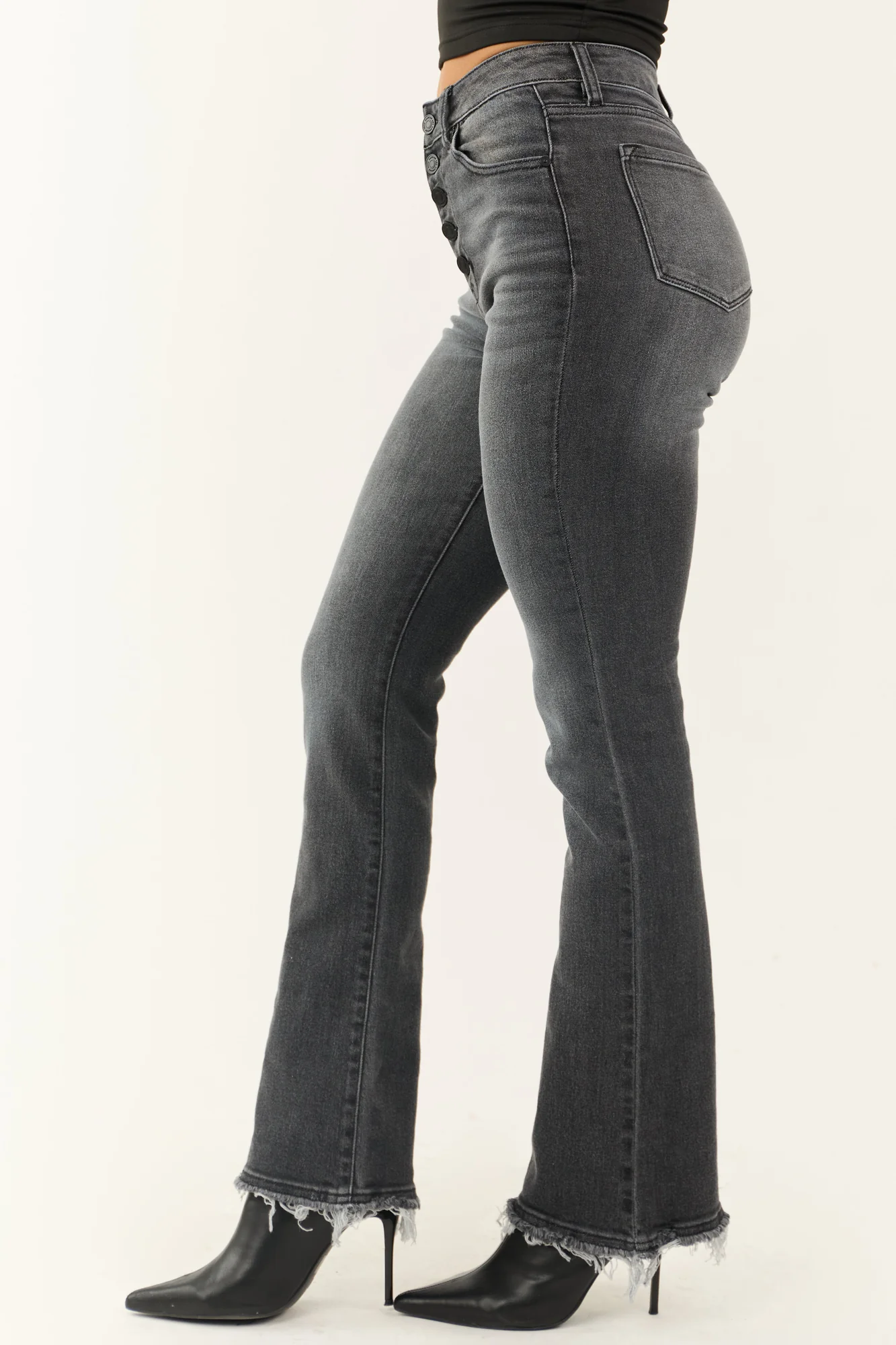 High Rise Stone Wash Bootcut Jeans for Women