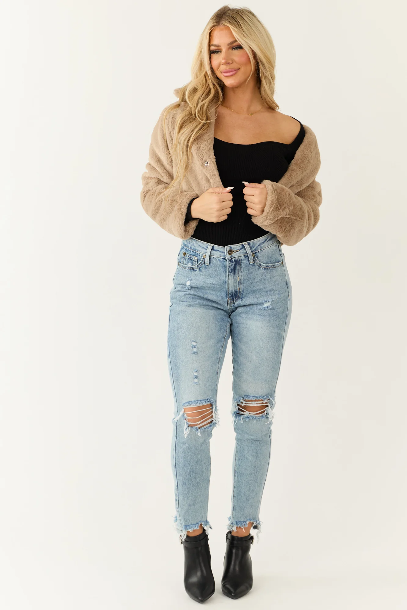 Light Wash High Rise Straight Leg Jeans