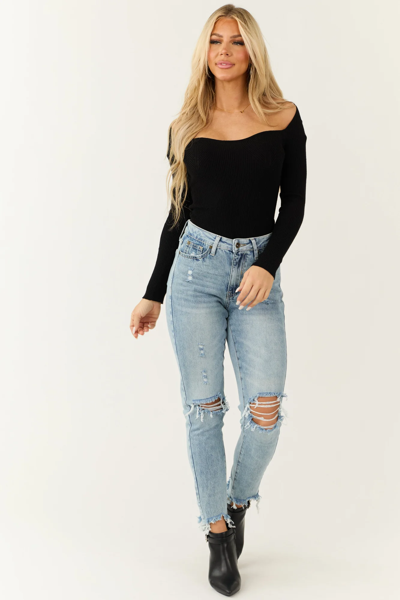 Light Wash High Rise Straight Leg Jeans