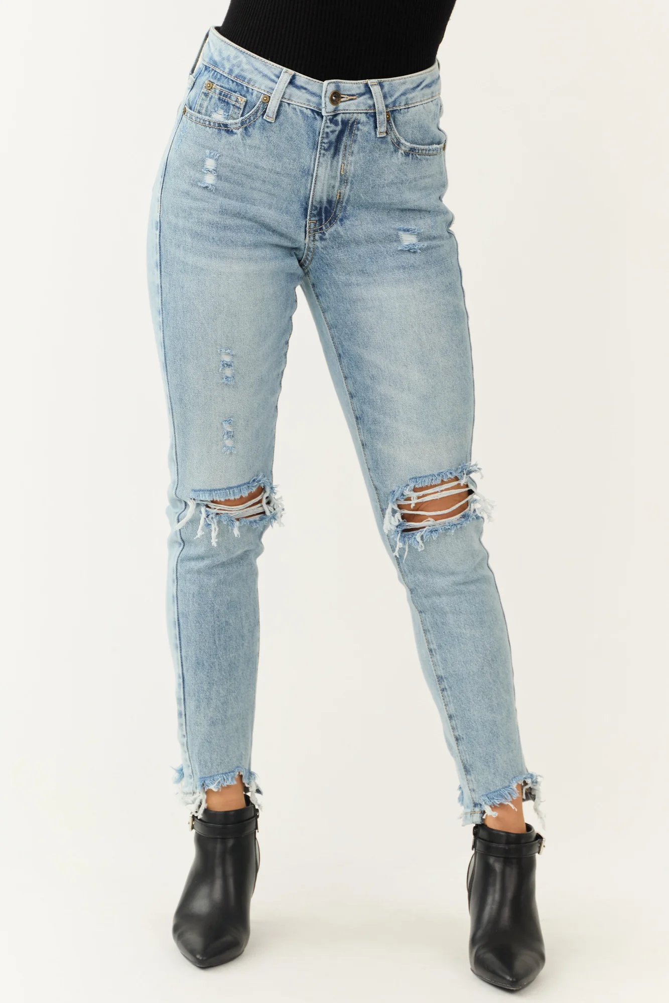 Light Wash High Rise Straight Leg Jeans