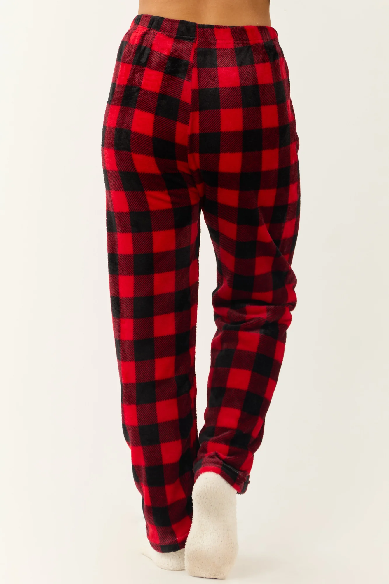 Red and Black Plaid Fleece Lounge Pants