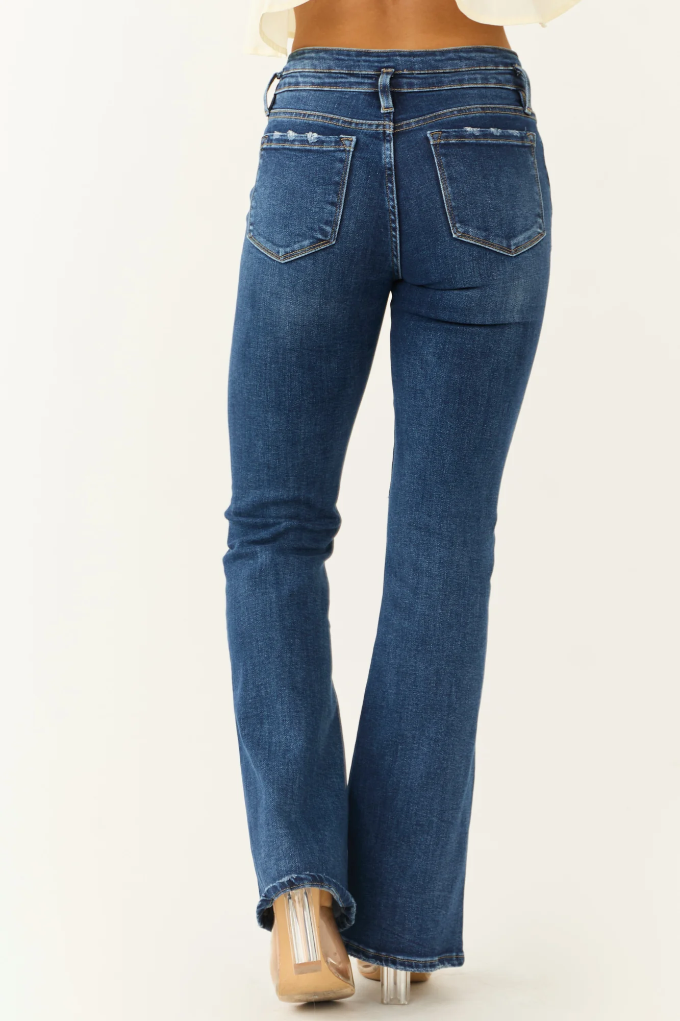 Front Seam Flare High Rise Denim Jeans