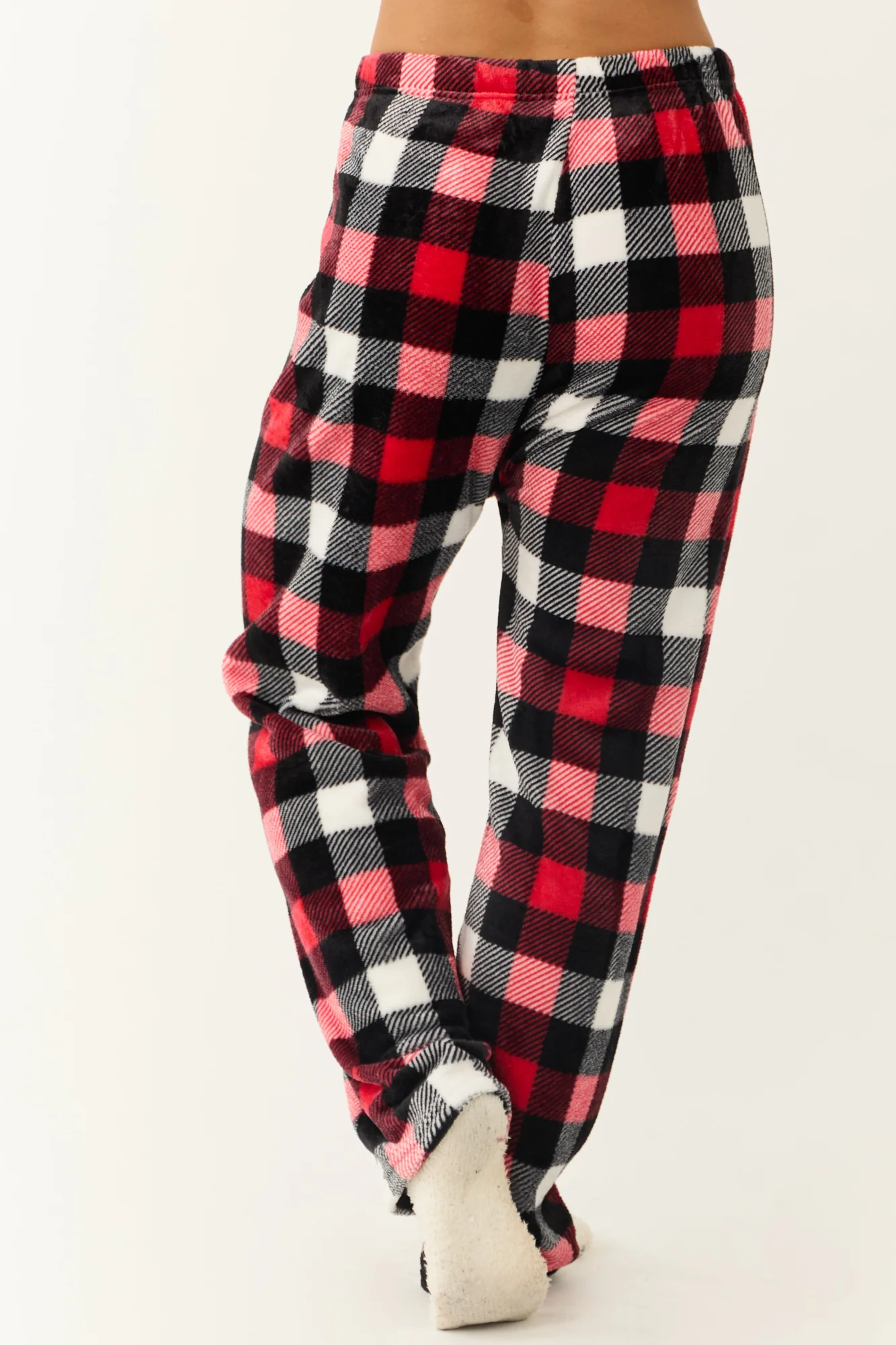 Scarlet and Black Plaid Fleece Pajama Pants - Cozy Winter Sleepwear