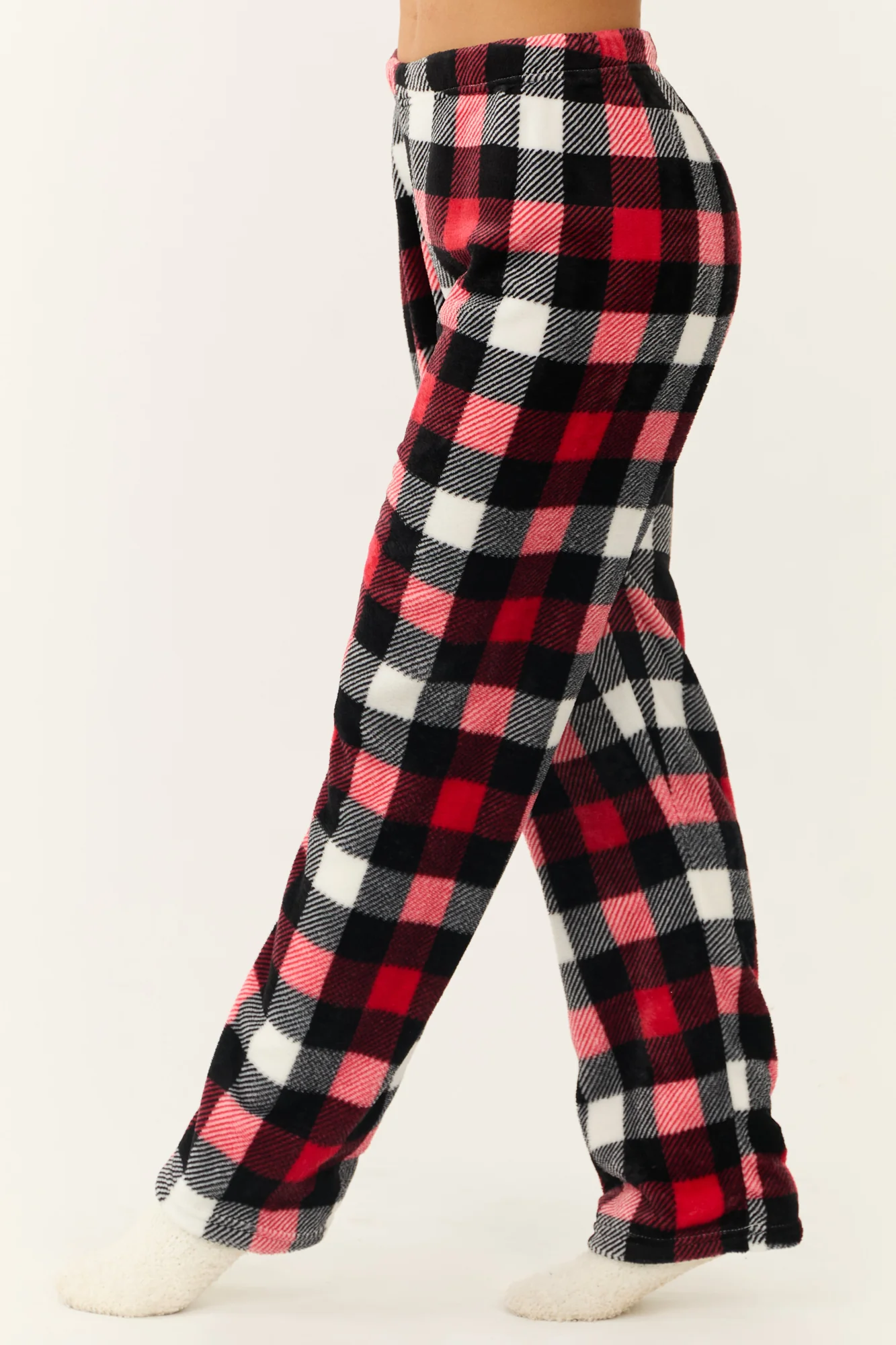 Scarlet and Black Plaid Fleece Pajama Pants - Cozy Winter Sleepwear