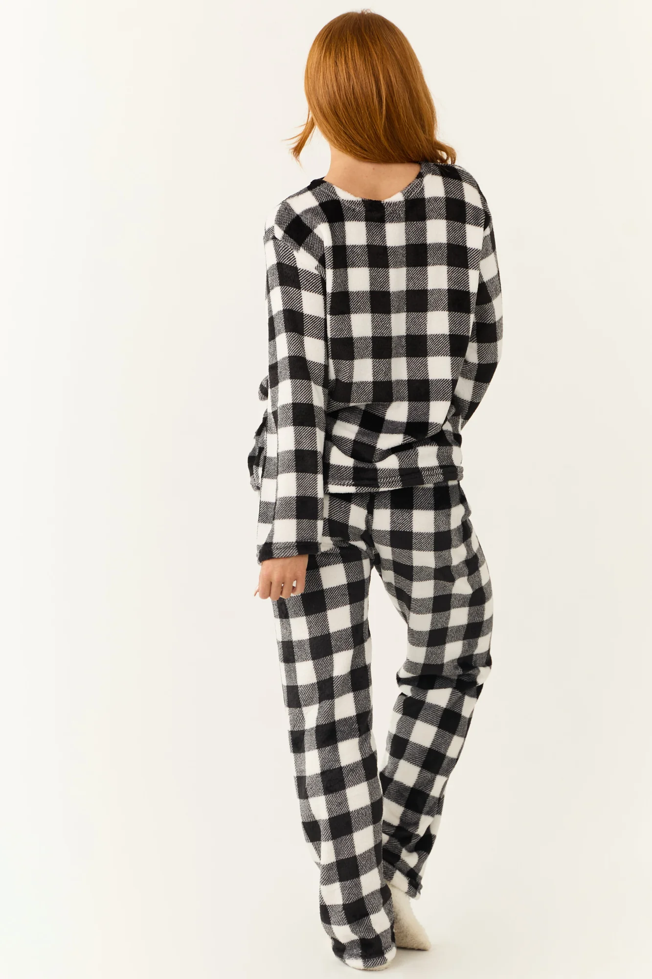Cozy Checkered Plaid Pajama Set in Black & White
