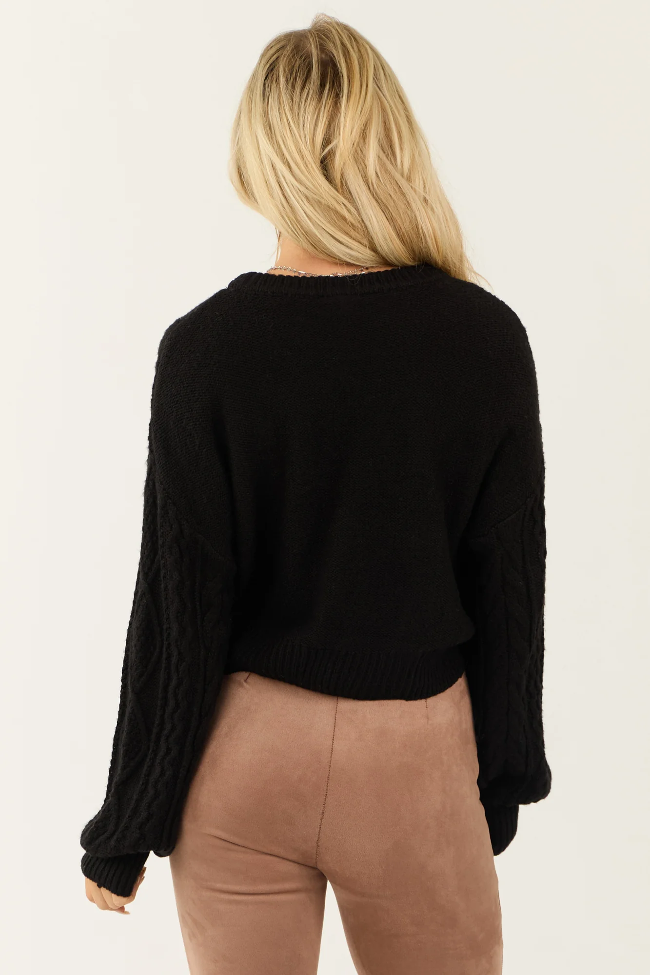 Chunky Black Cable Knit Sweater
