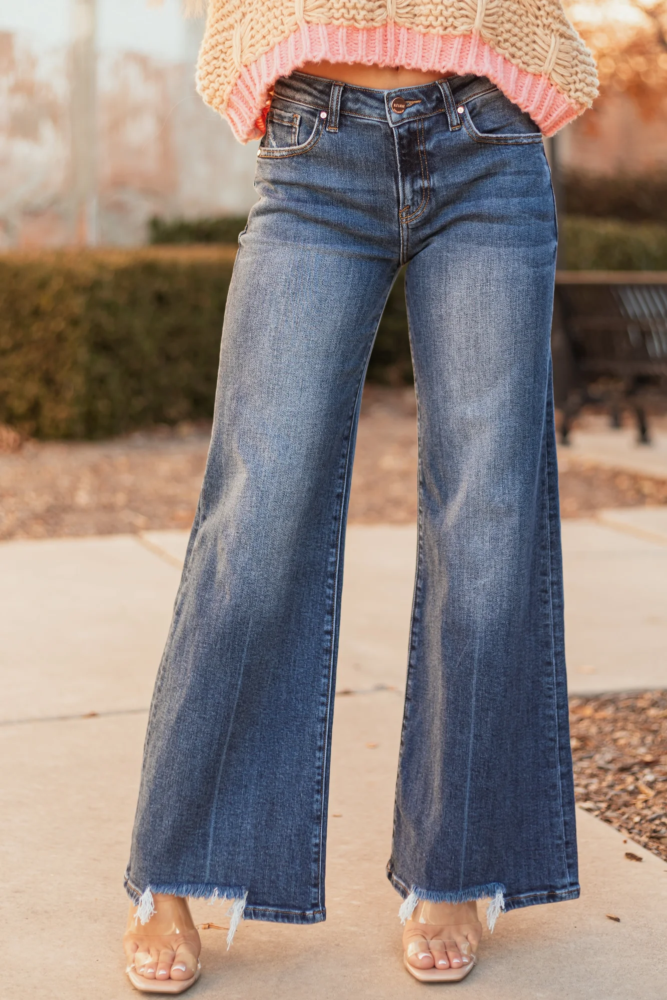 Dark Wash High Rise Flare Leg Jeans