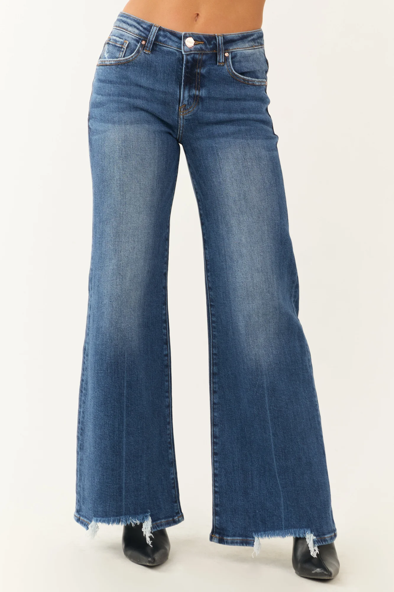 Dark Wash High Rise Flare Leg Jeans