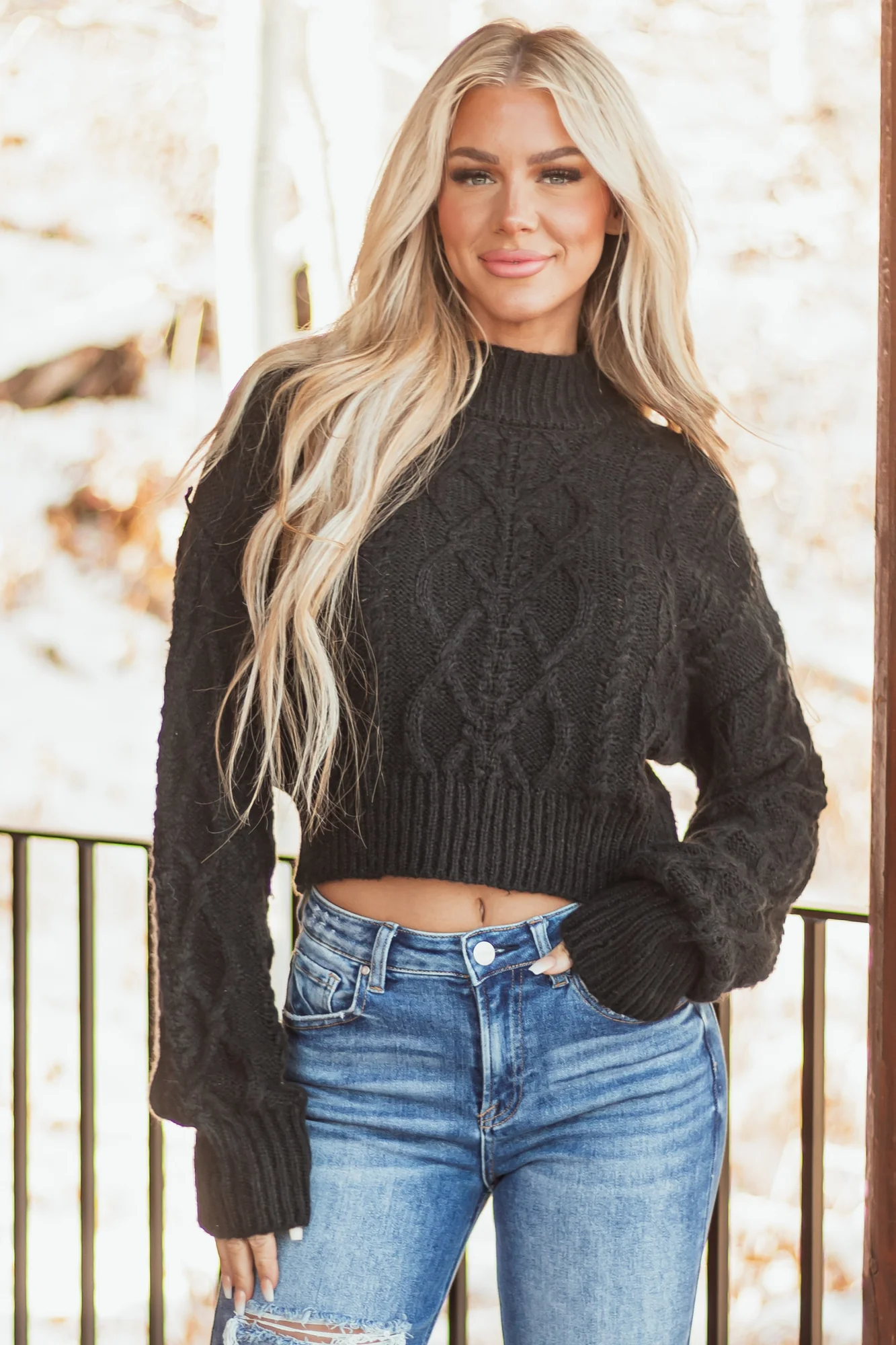 Cozy Black Cable Knit Sweater
