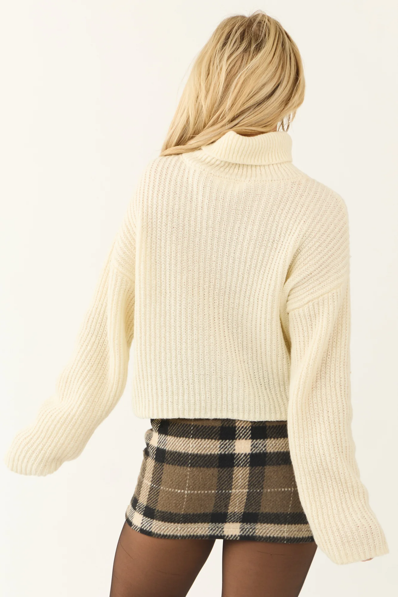 Cream Chunky Knit Turtleneck Sweater