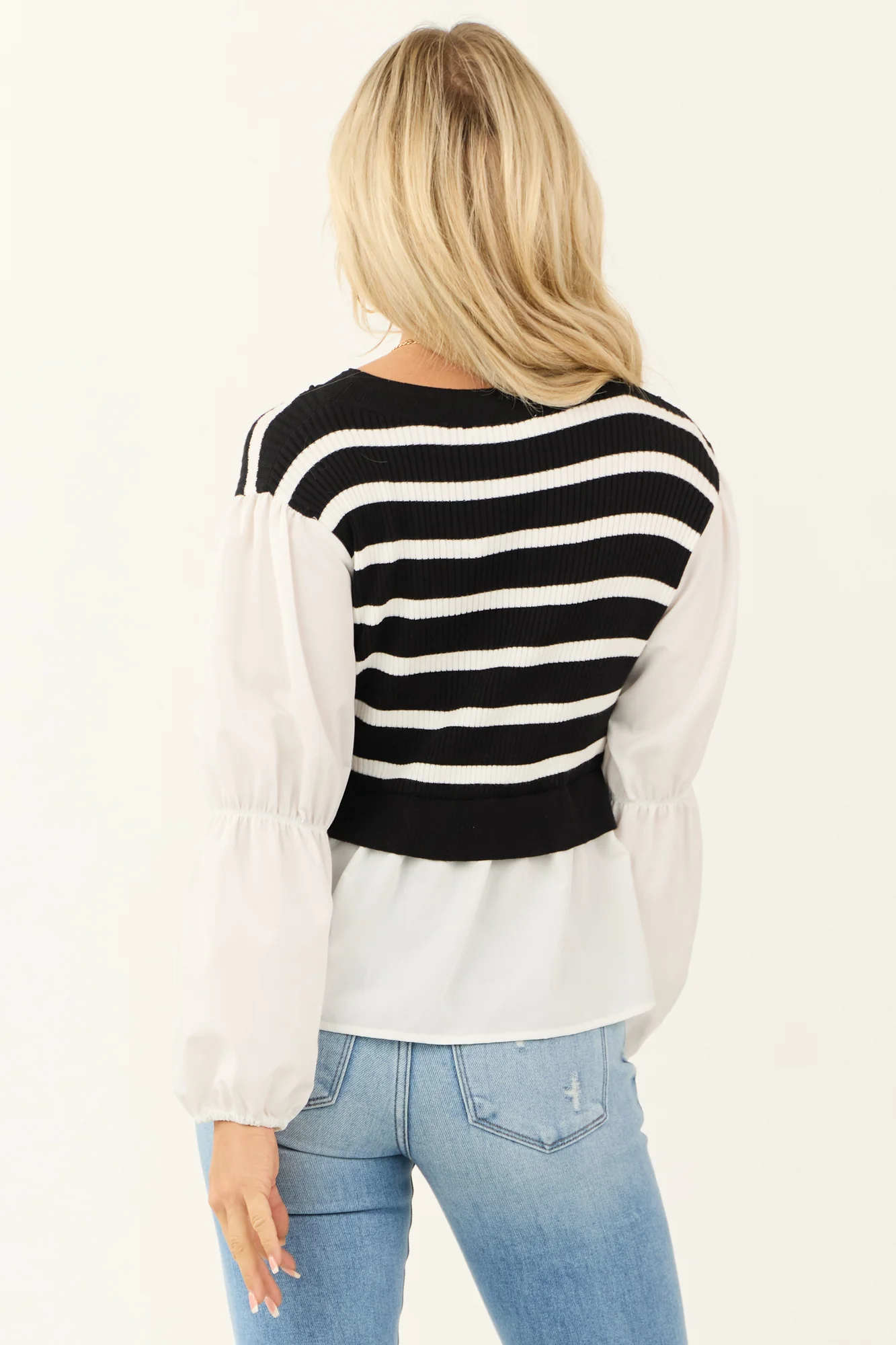 Striped Sleeveless Knit Sweater Top