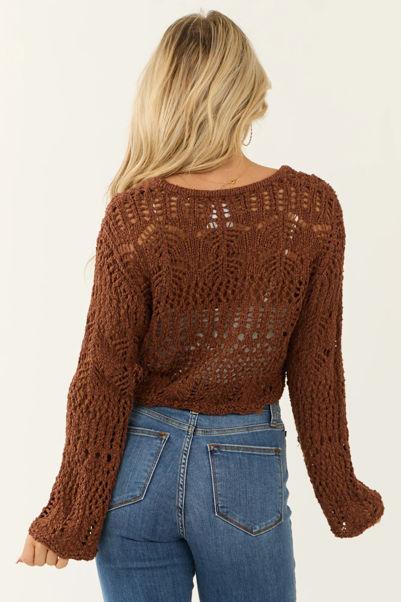 Brown Chunky Knit Cropped Cardigan