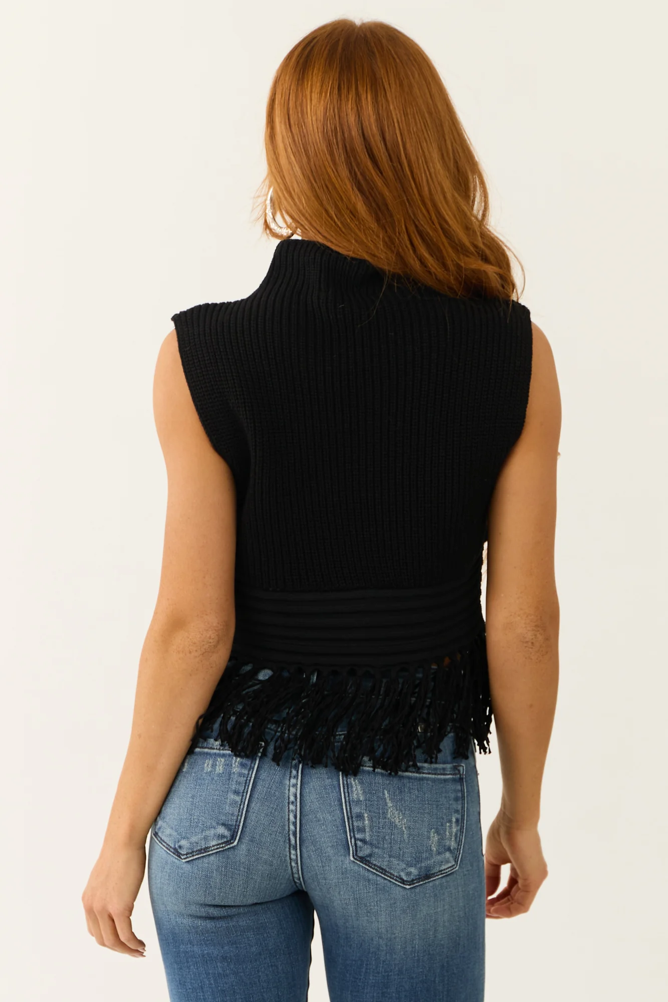 Black Ribbed Knit Sleeveless Tank Top