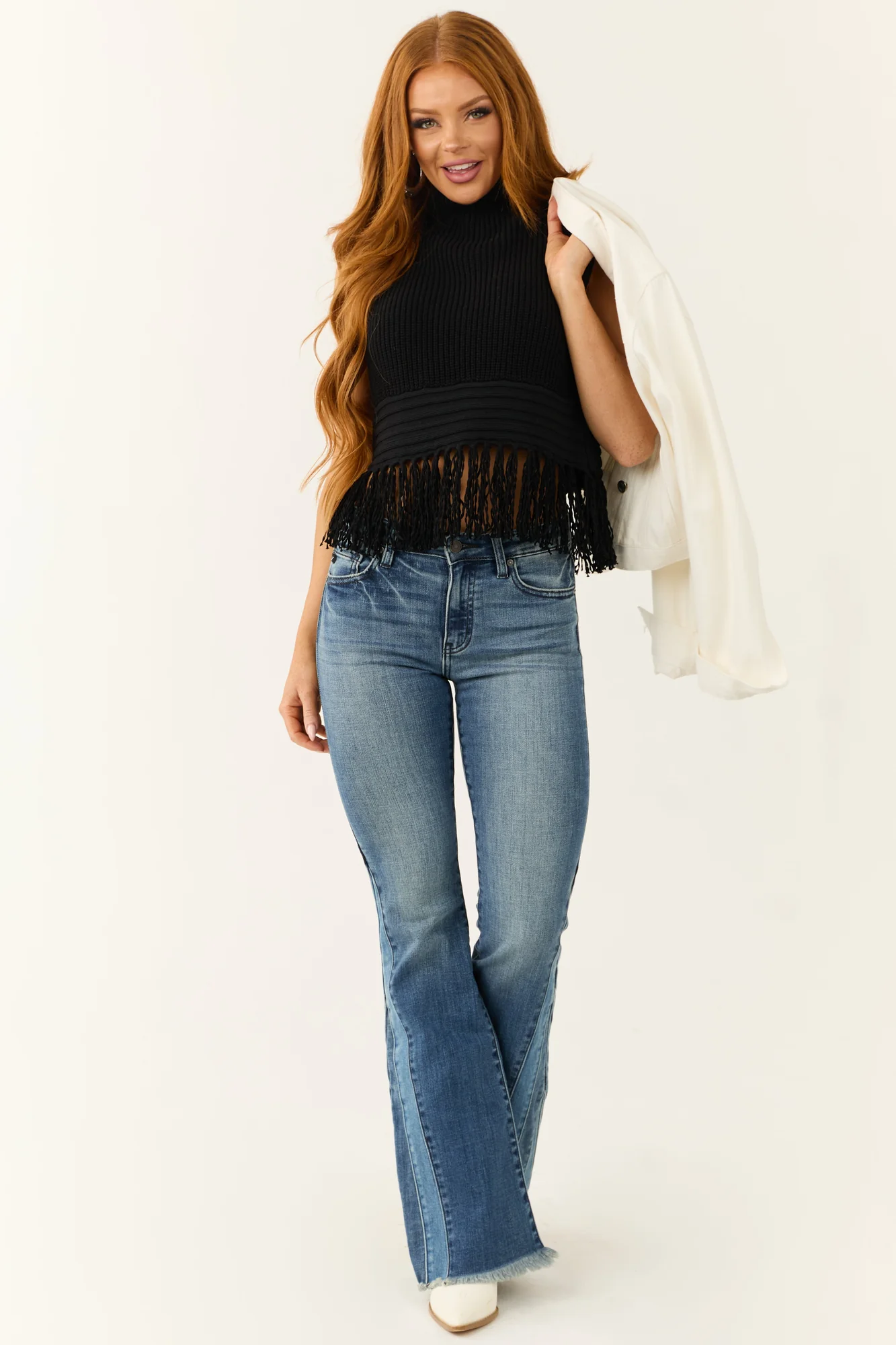 Black Ribbed Knit Sleeveless Tank Top