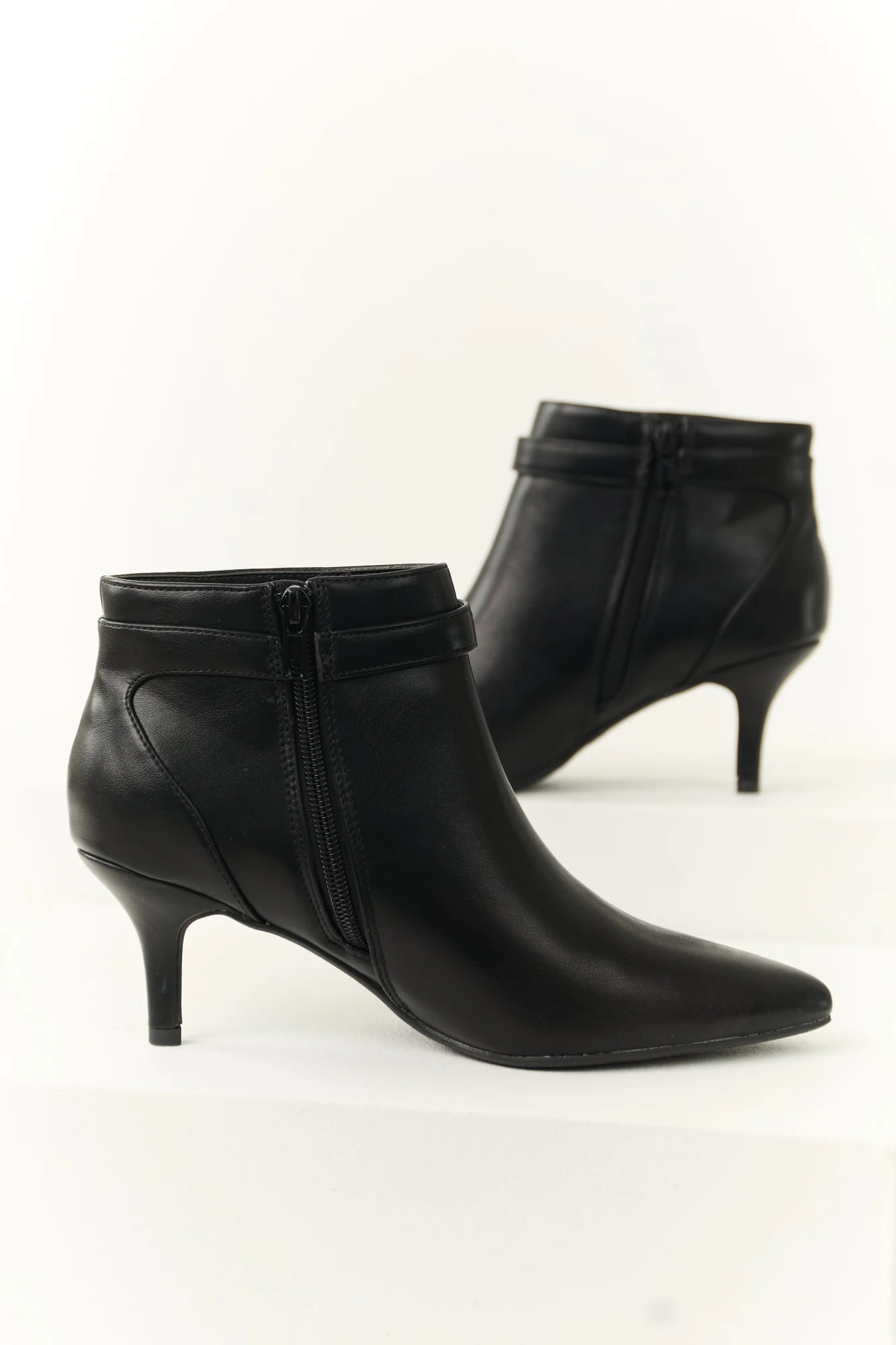 Black Stiletto Ankle Booties with Silver Detailing