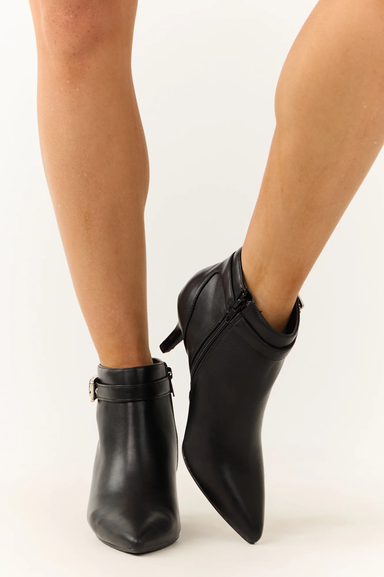 Black Stiletto Ankle Booties with Silver Detailing