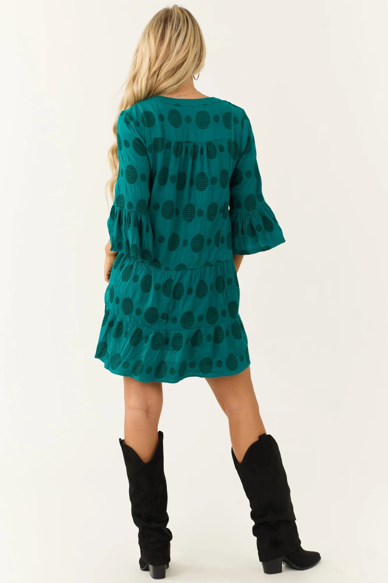 Dark Teal Swiss Dot Mini Dress