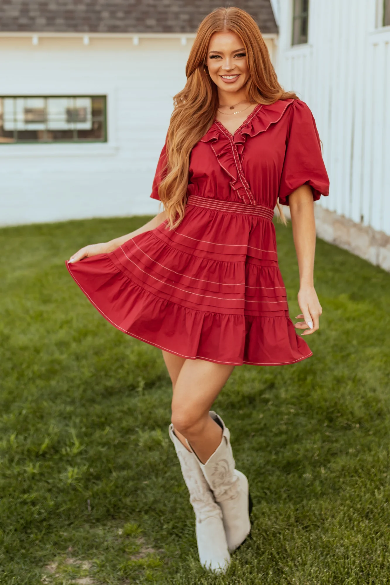 Burgundy Surplice Wrap Mini Dress