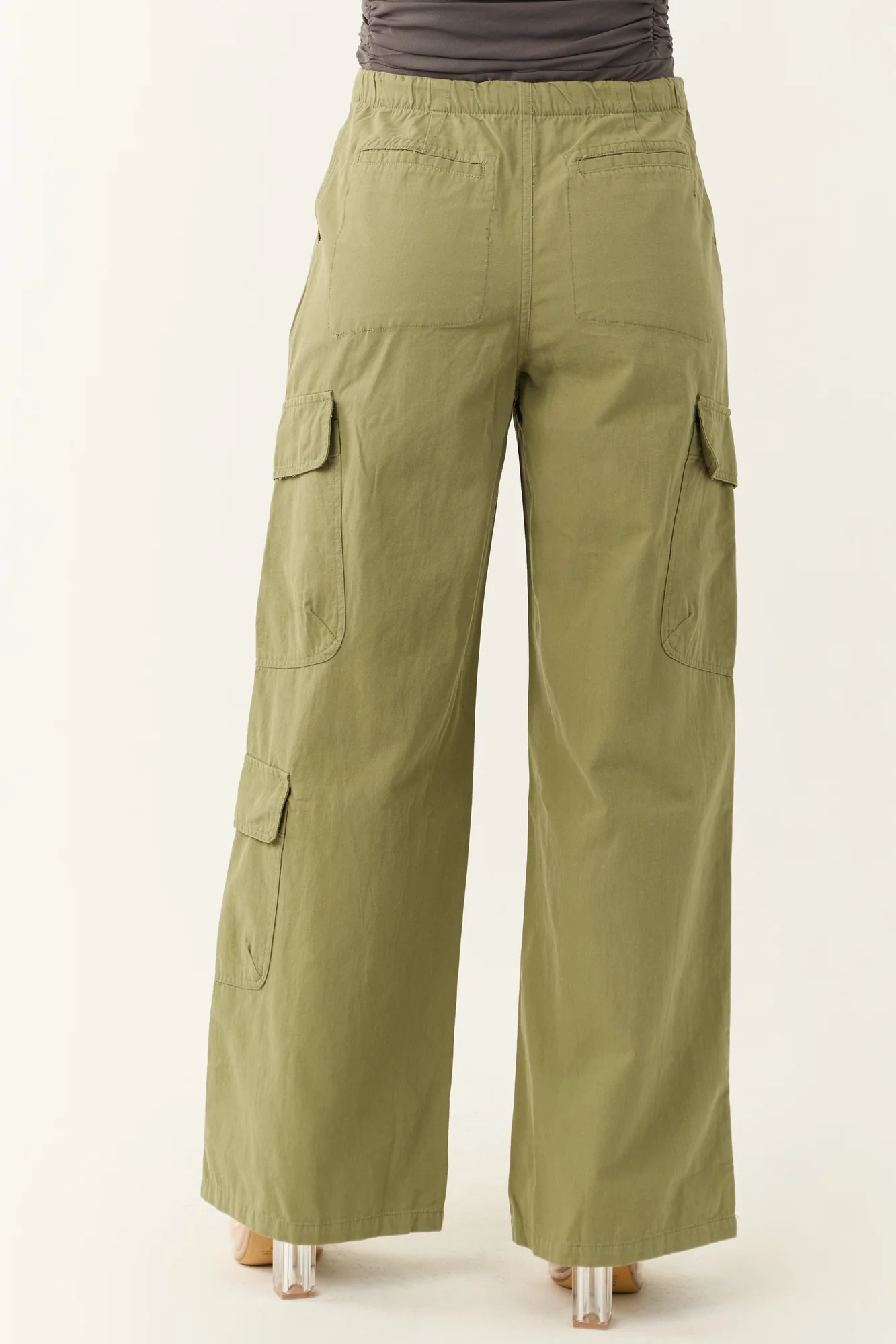 Green Wide Leg Cargo Pants for Women