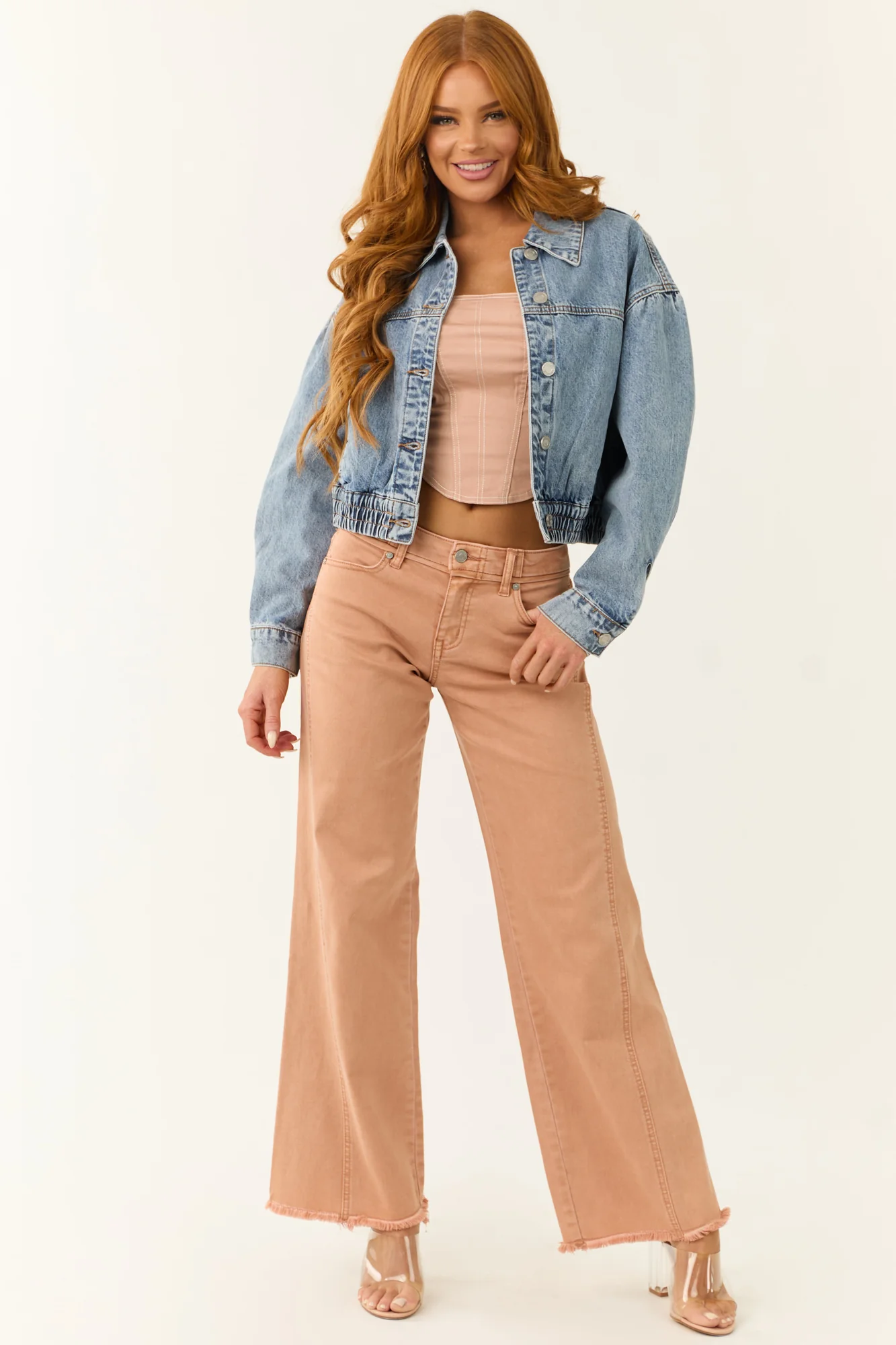 Apricot Wide Leg Frayed Hem Jeans