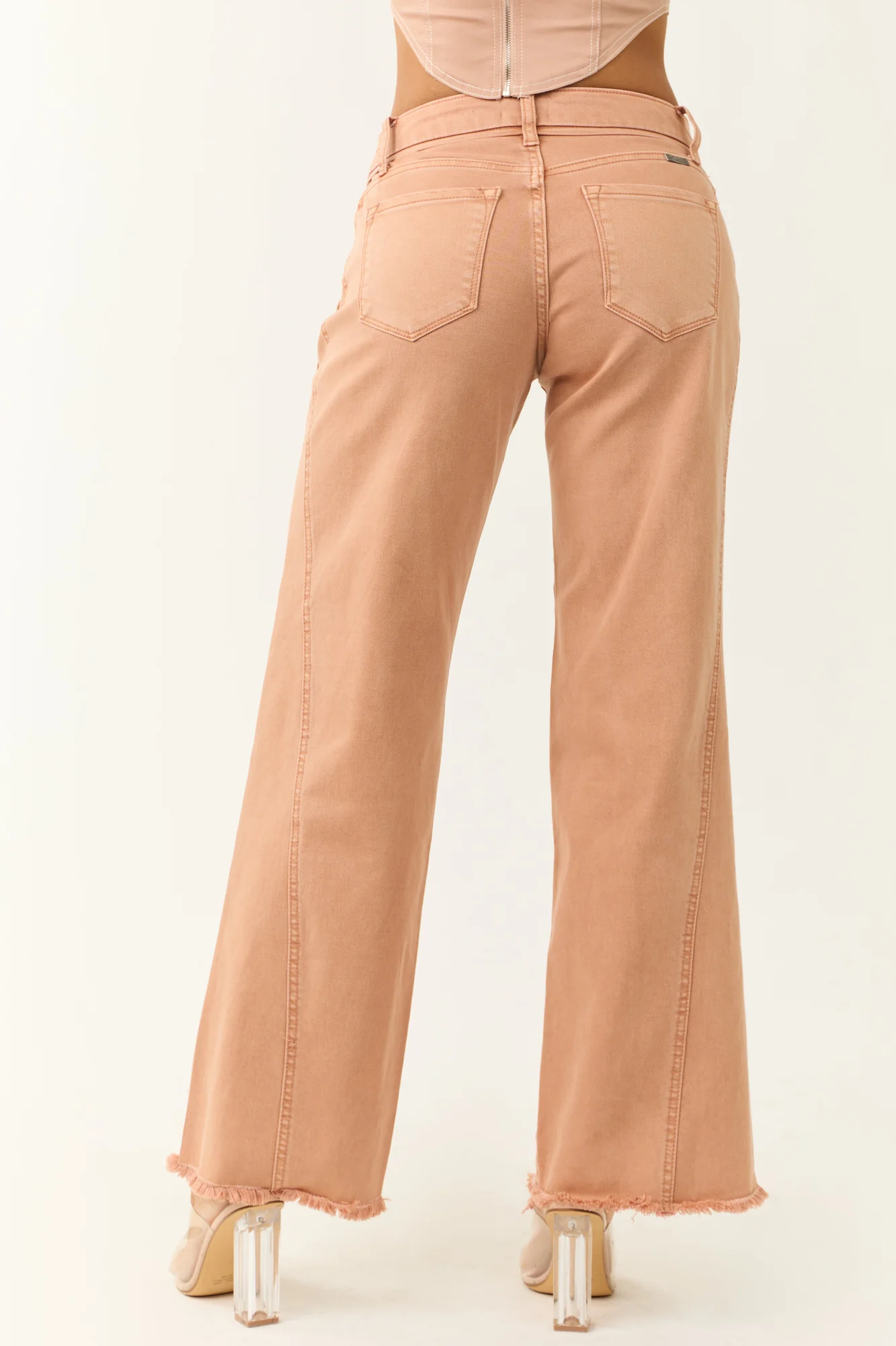 Apricot Wide Leg Frayed Hem Jeans