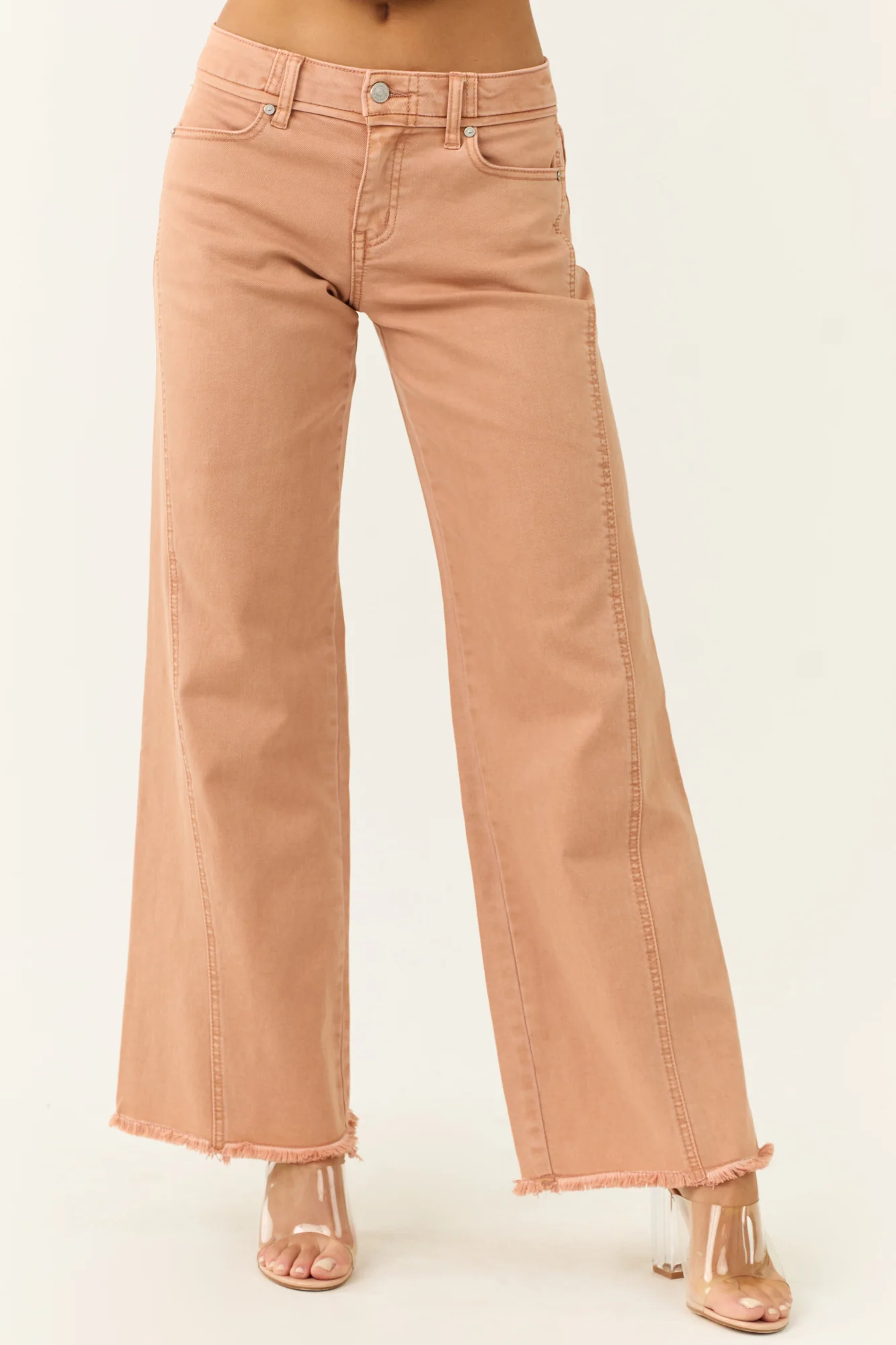 Apricot Wide Leg Frayed Hem Jeans