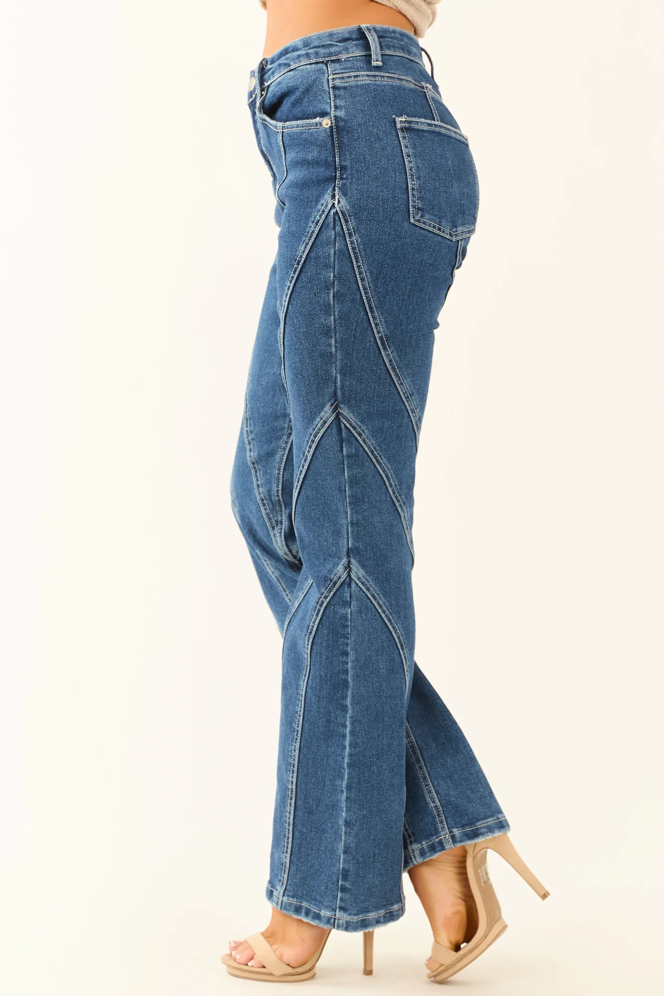 Blue High Waisted Bootcut Jeans