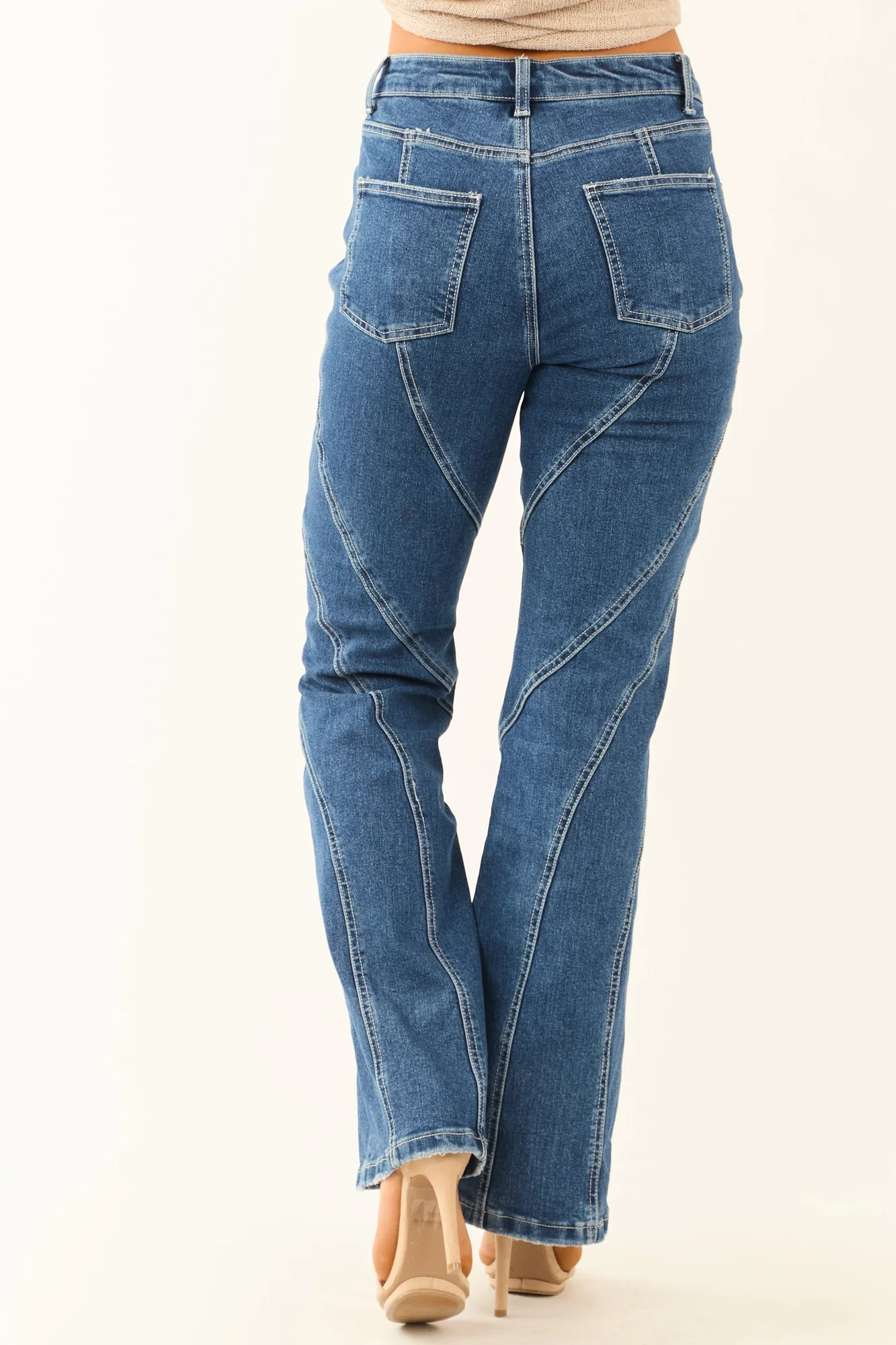 Blue High Waisted Bootcut Jeans