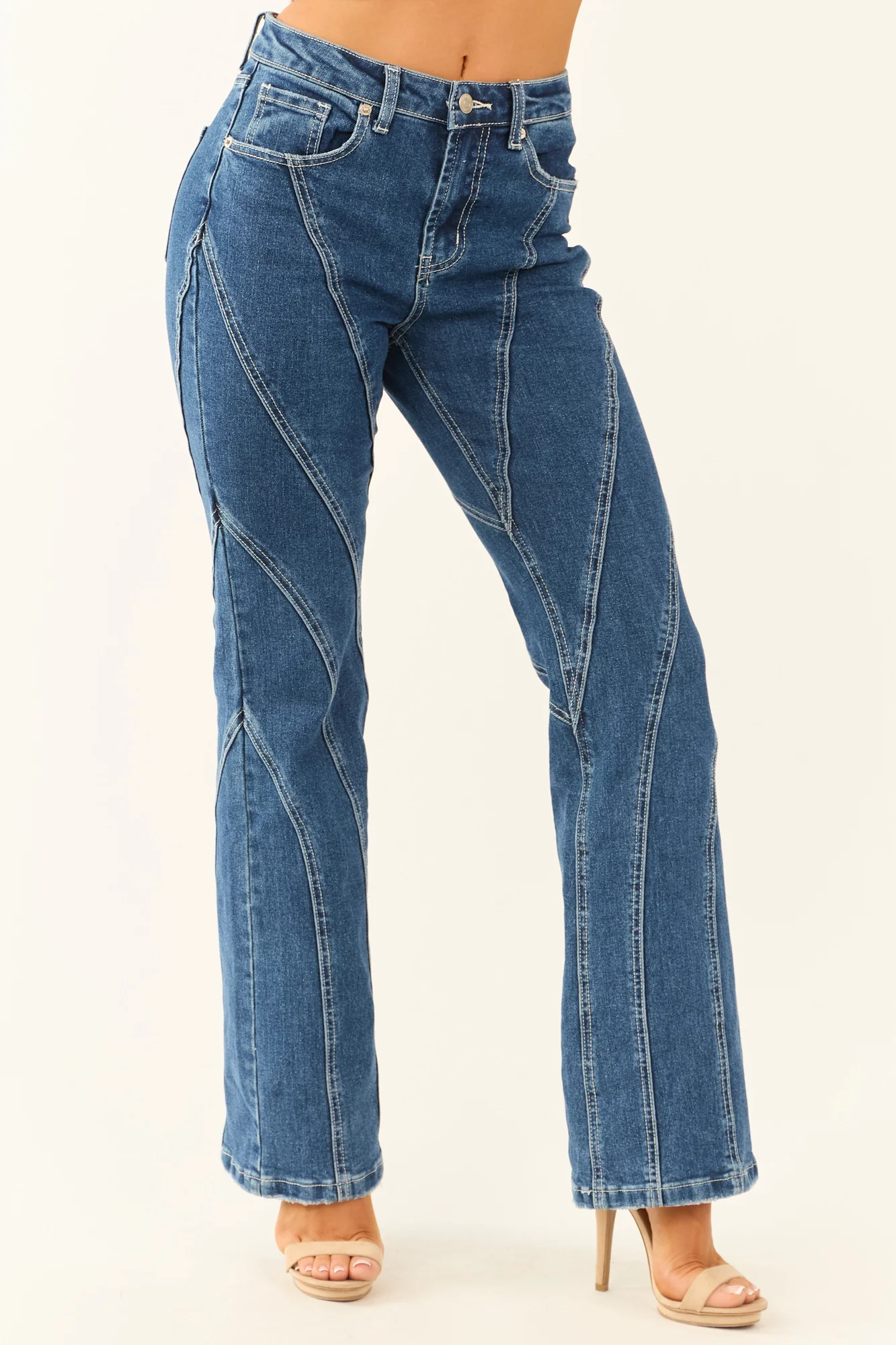Blue High Waisted Bootcut Jeans