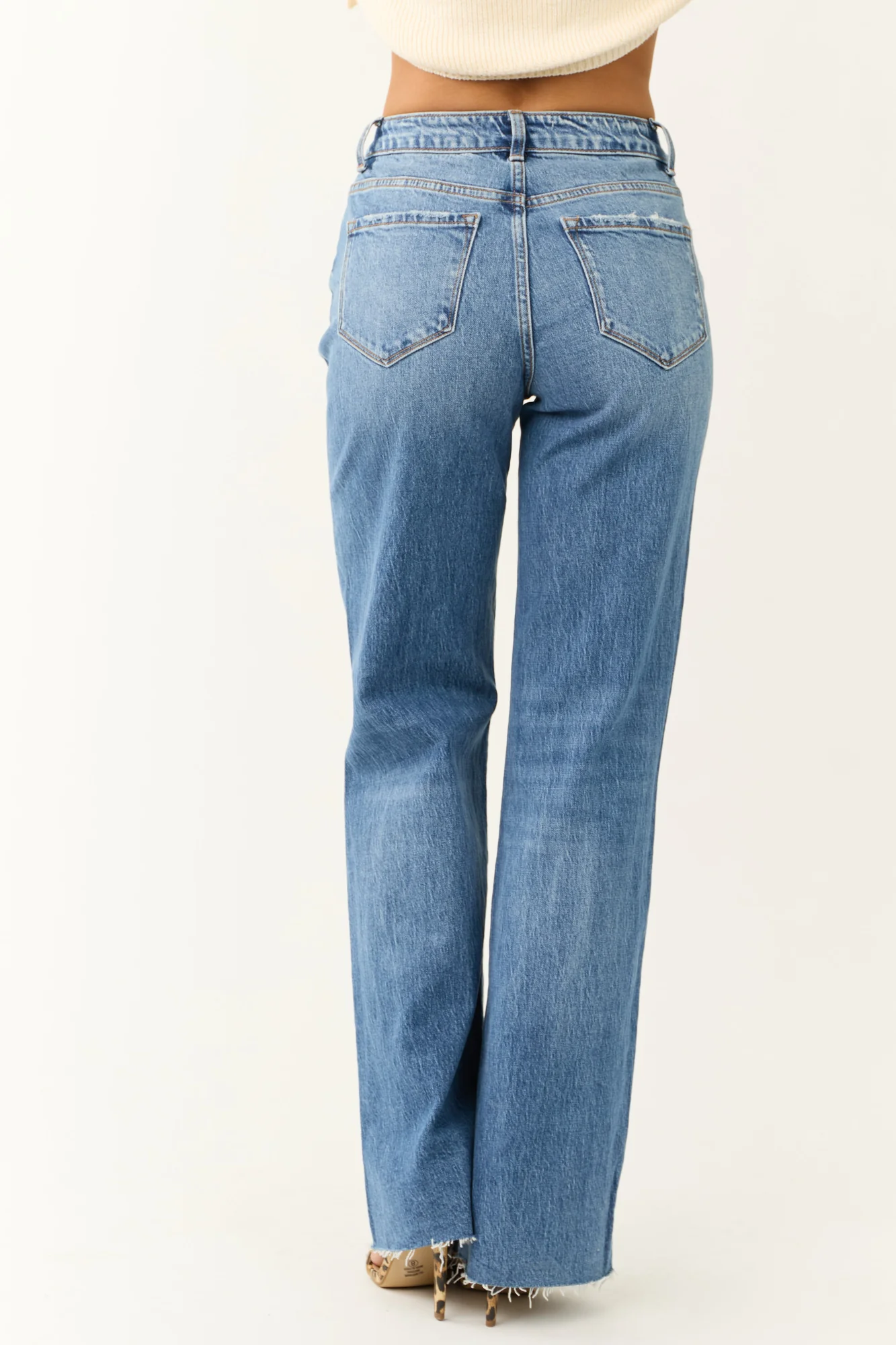 Medium Wash Wide Leg Jeans – High Rise Denim Pants