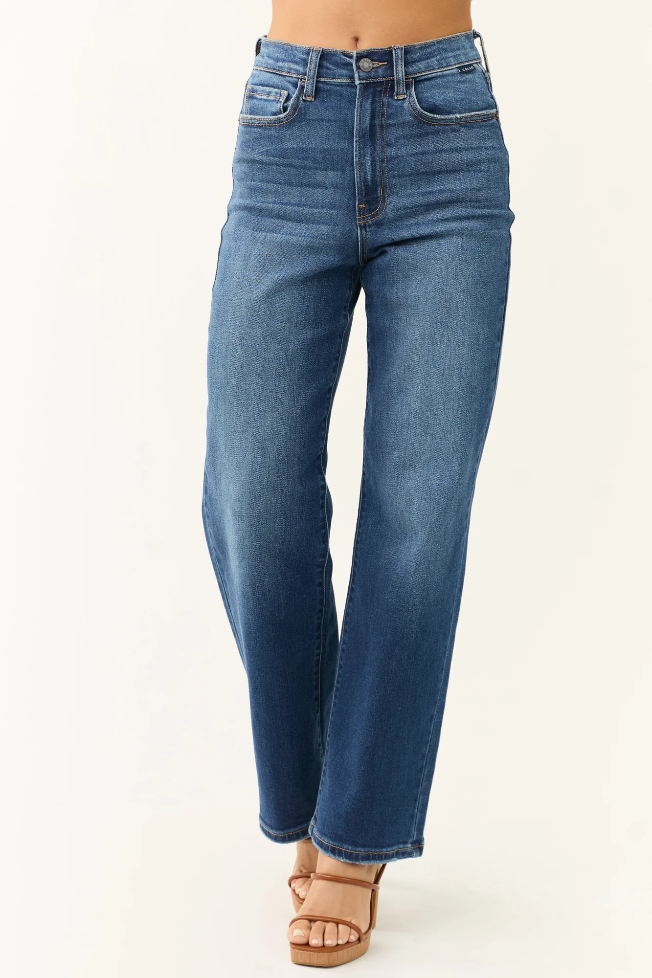 Dark Wash Wide Leg High Rise Denim Jeans